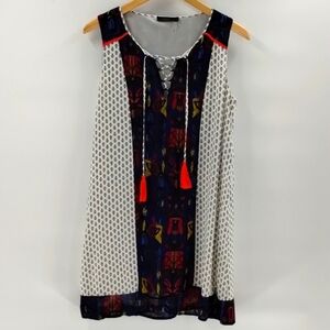 THML Anthropologie sheath dress size small sleeveless tribal black white